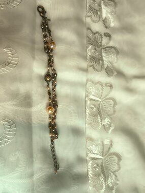 Premier Designs Rose Gold Tone Faux Pearl Bracelet